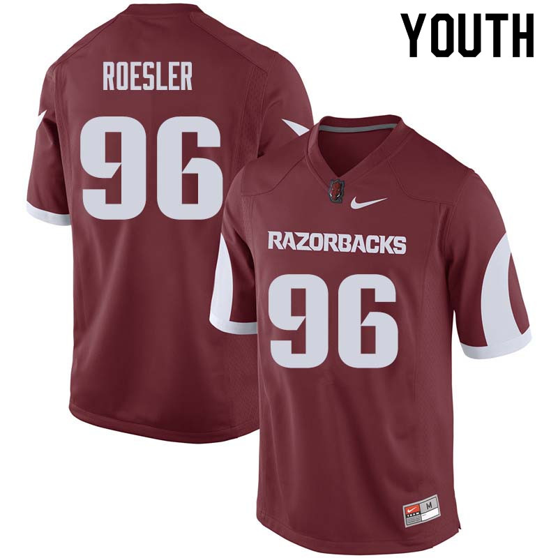 Youth #96 Karl Roesler Arkansas Razorback College Football Jerseys Sale-Cardinal - Click Image to Close